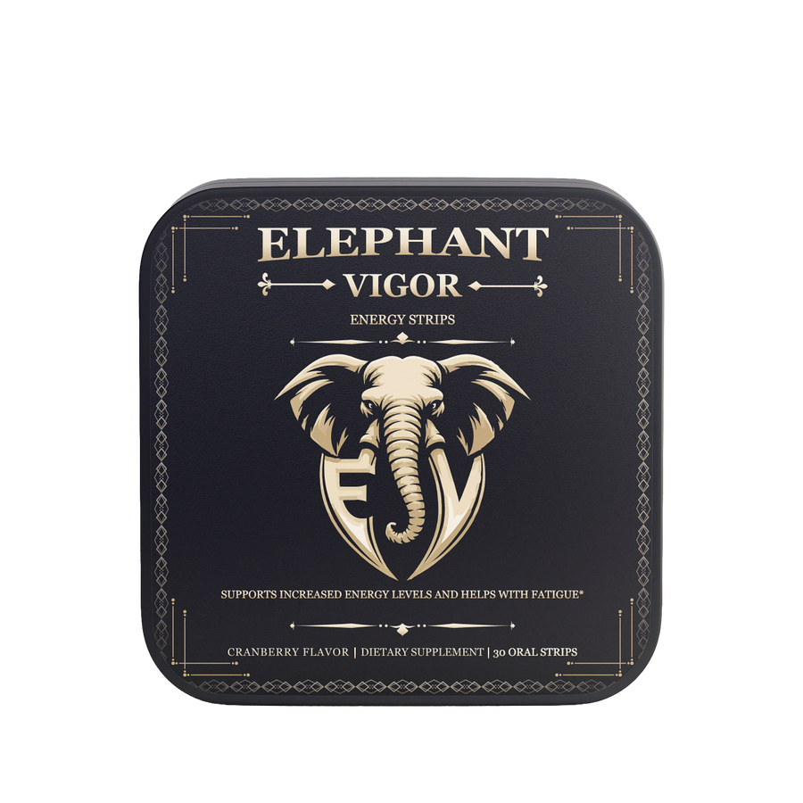 Elephant Vigor Energy Strips tin — caffeine, L-theanine and B12 oral strips