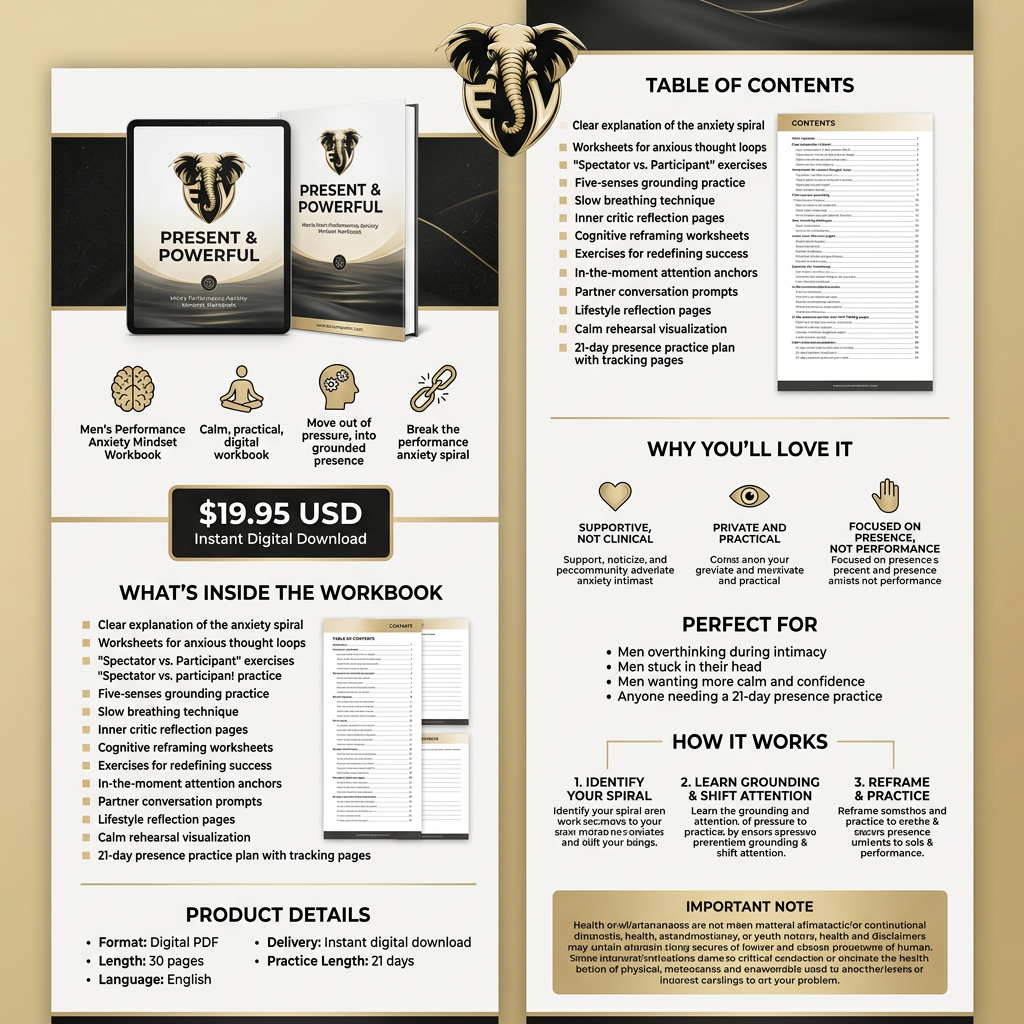 Present & Powerful – Men’s Performance Anxiety Mindset Workbook